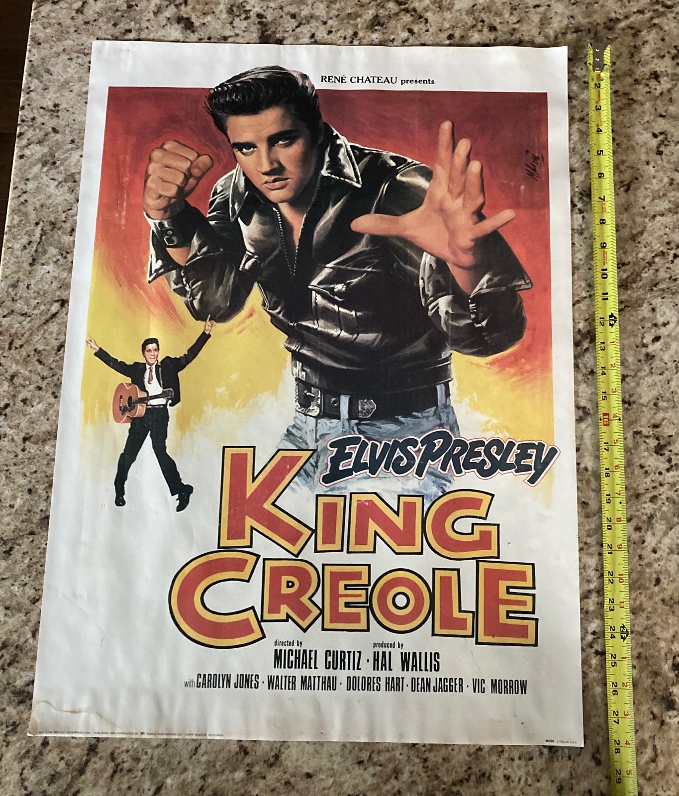 1986 ELVIS PRESLEY KING CREOLE LITHO POSTER 28'' X 20''