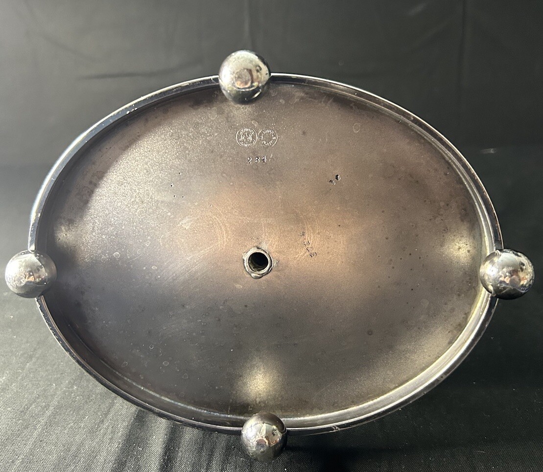 RARE Antique Manganese Glass Cruet Set Meriden Quadruple Plate Caddy c1900 READ