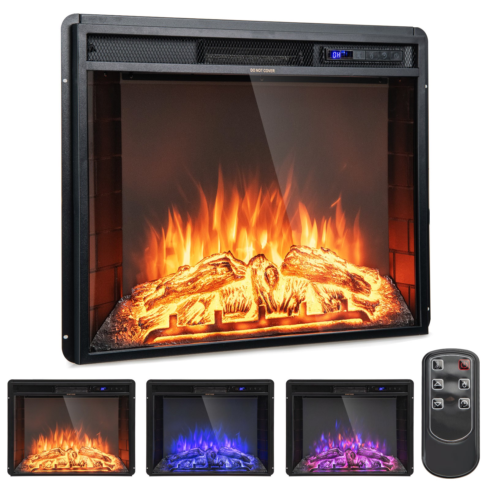 Costway 26" Recessed Electric Fireplace heater W/ Remote Control 750W/1500W