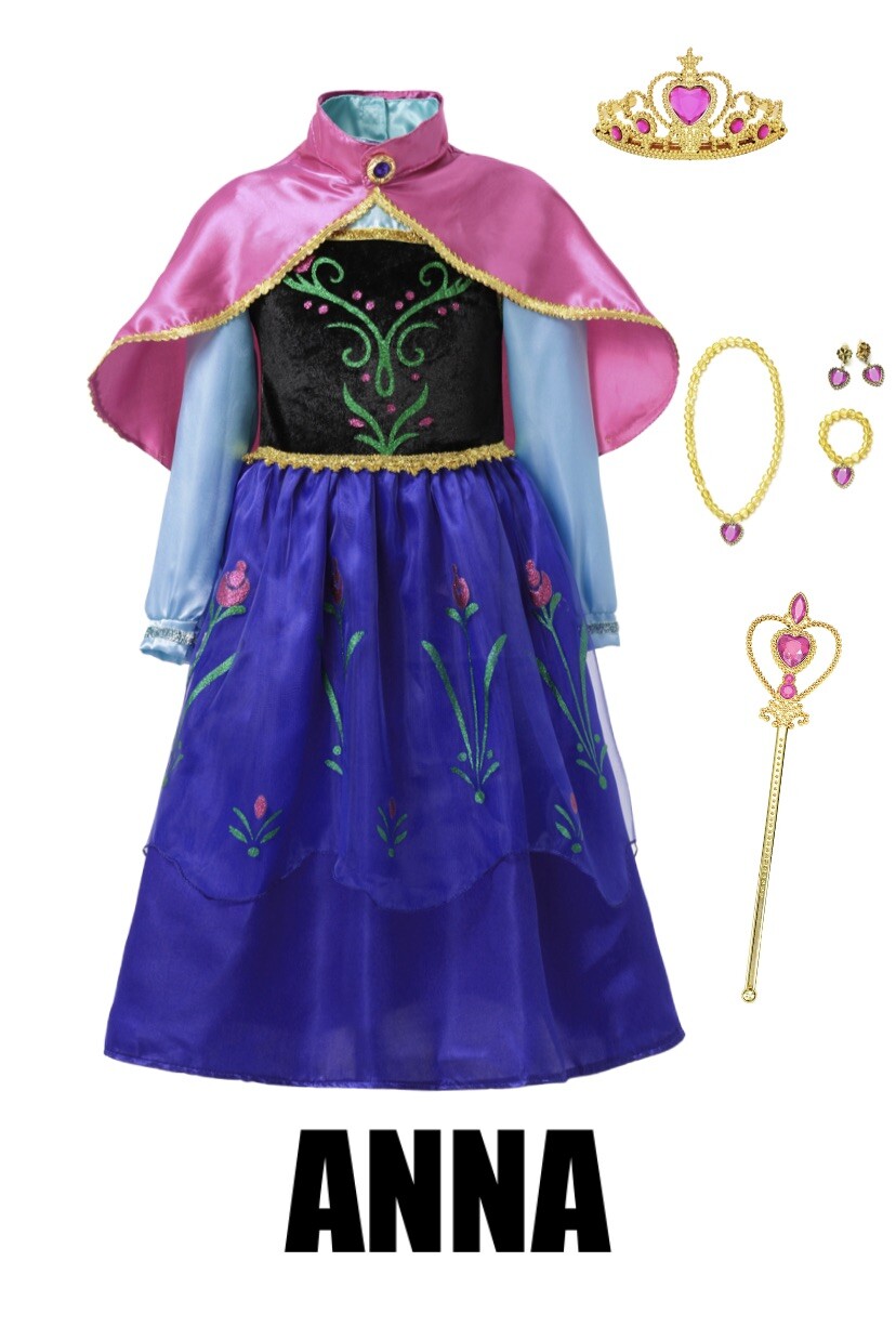 Frozen Elsa Anna Princess Queen Dress Up Set Girls Costume US Fast Shipping