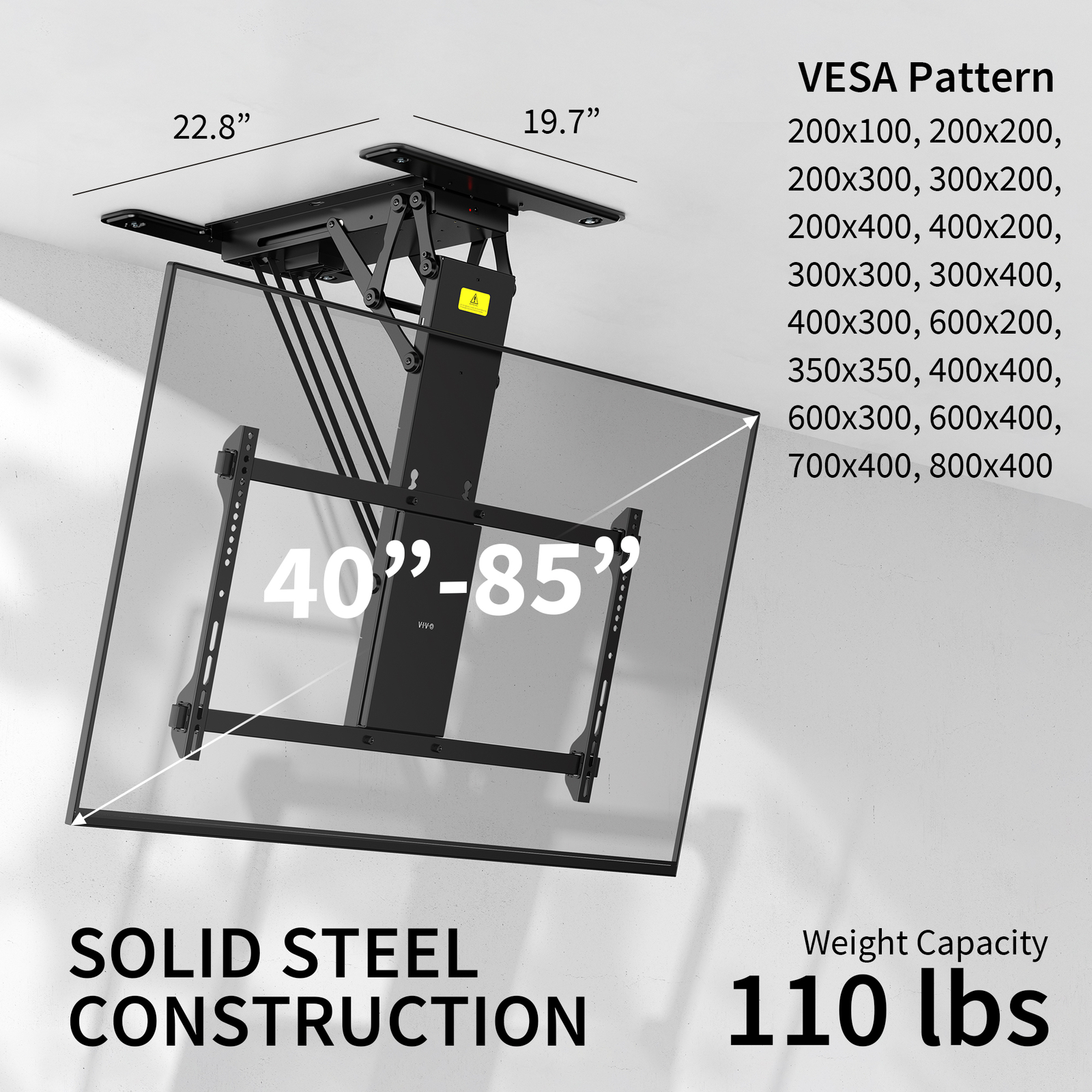 VIVO Motorized Flip Down Pitched Roof Ceiling TV Mount for 40" to 85" Screen