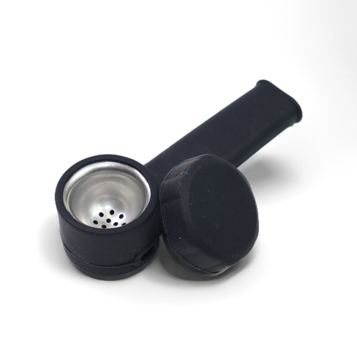 ( Pack of 10 )Silicone Smoking Hand Pipe with Metal Bowl &Cap Lid Pocket Pipe