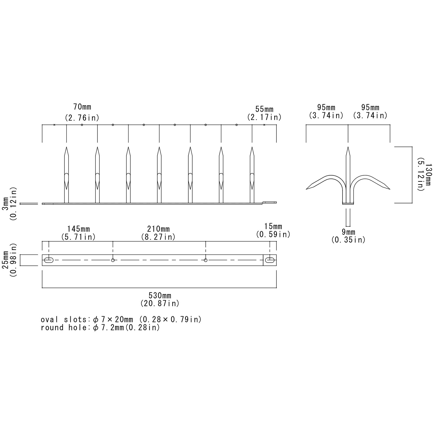 忍び返し Shinobi Gaeshi H130 Dual Bladed Black made in Japan Security Spikes