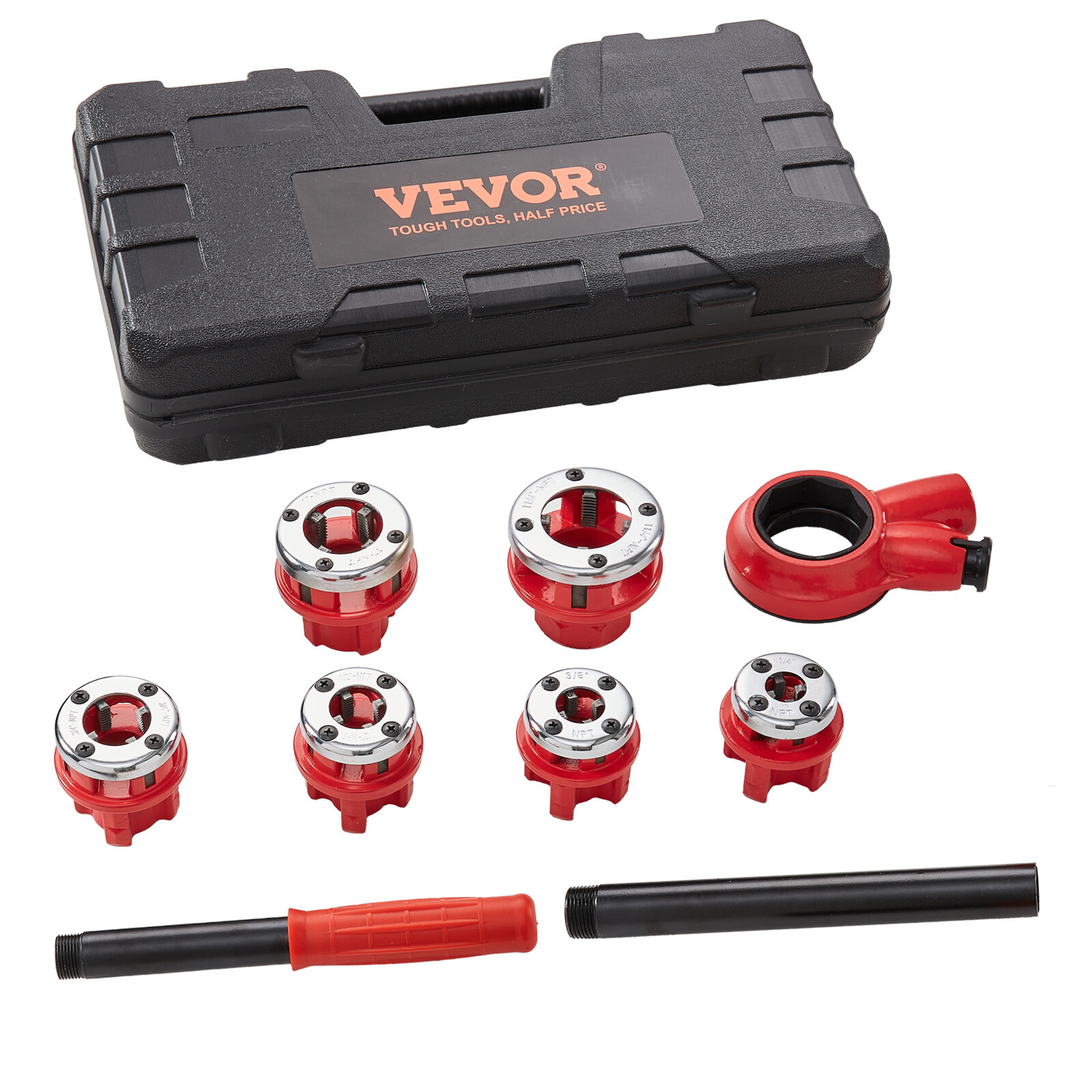 VEVOR Ratchet Pipe Threader Pipe Threading Tool 1/4" NPT - 1-1/4" NPT 6PCS Dies