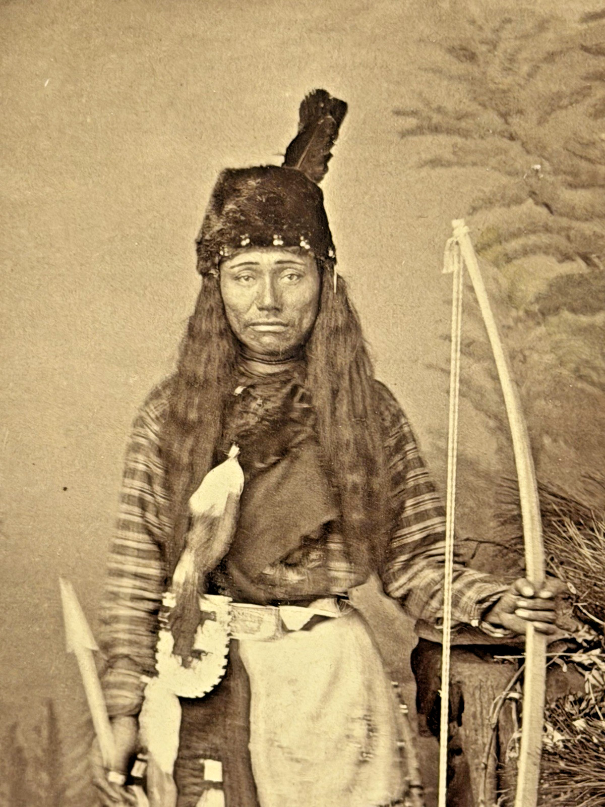 Antique Native American Indian Cabinet Card Photograph of Yaqui Tribe Individual