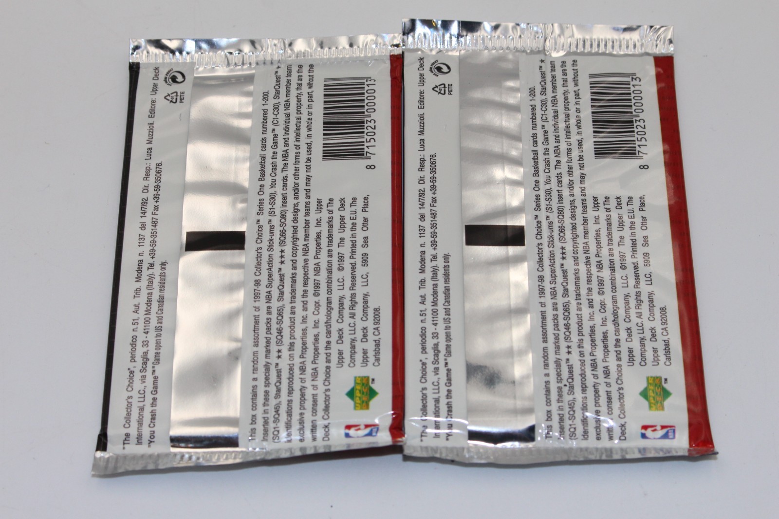 Sealed 1997-98 Collector's Choice Basketball Pack Upper Deck 97-98 NBA x2 Packs