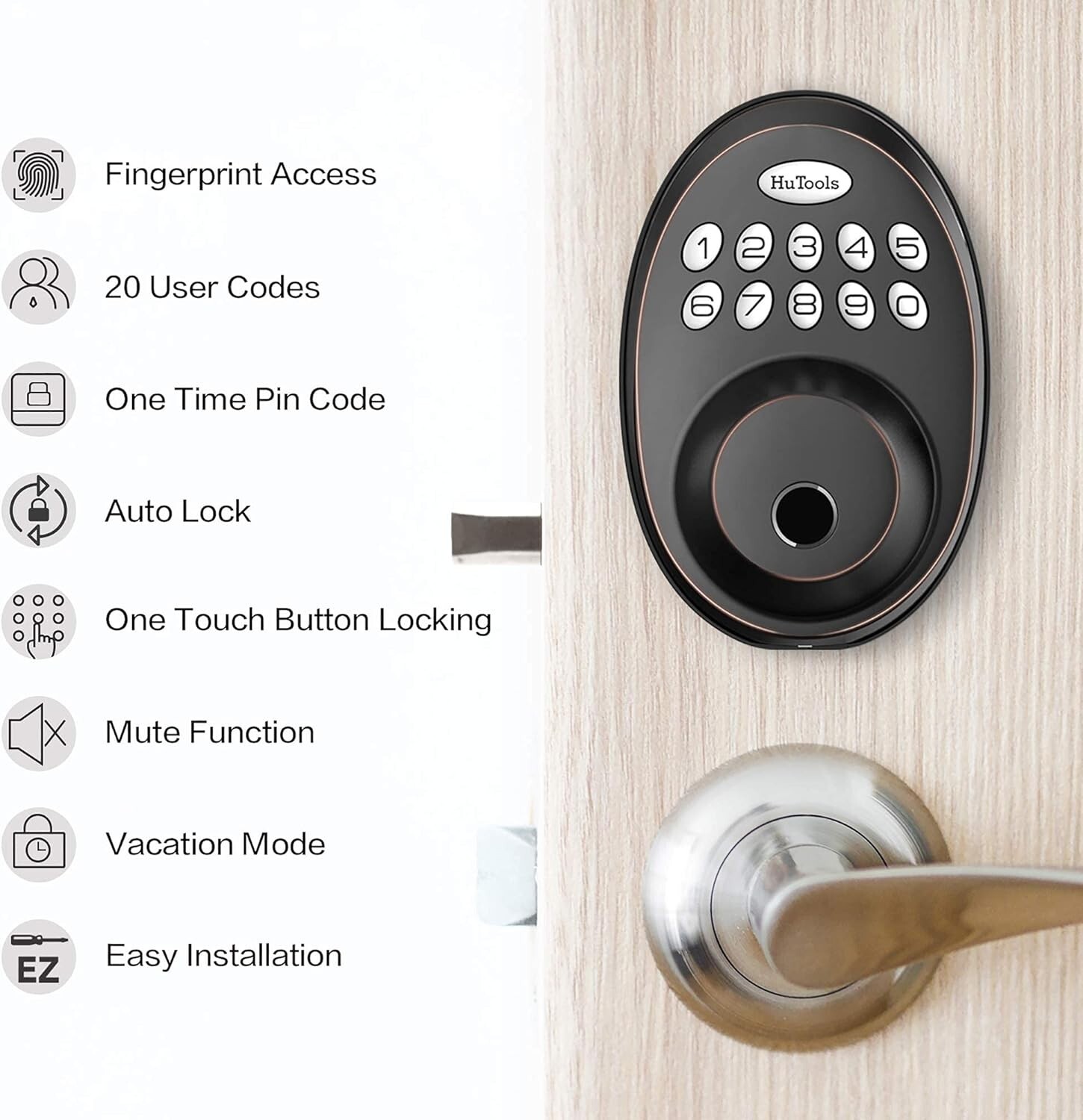 Biometric Electronic Keyless Entry Door Deadbolt Lock Fingerprint with Keypads