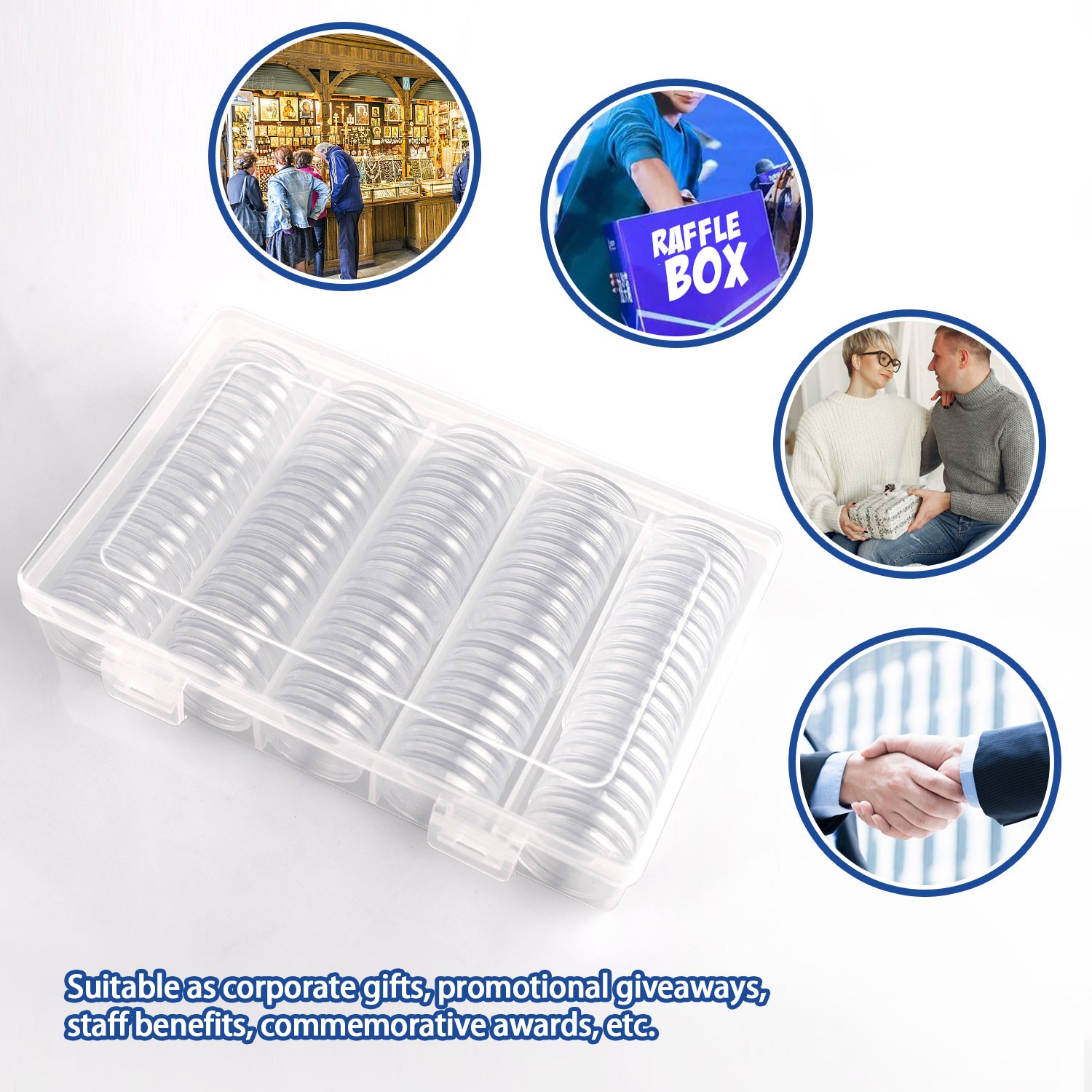 100 Direct Fit Airtight 25mm Coins Capsules Storage Holder for US Quarters