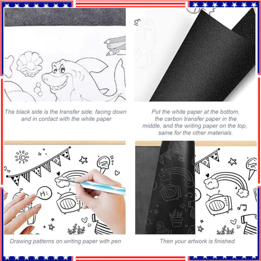 100 Sheets Carbon Paper, Black Graphite Paper for Tracing Patterns onto Wood, Pa