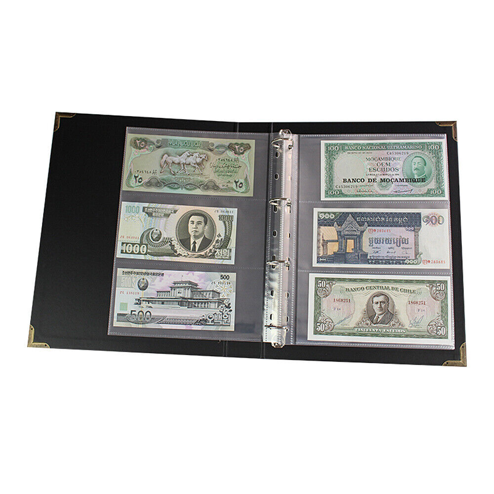 300Pc Pocket Currency Paper Money Album Banknote Storage Collection Holder Album