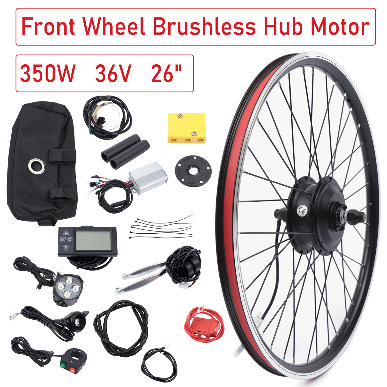 26 inch Front Wheel E-Bike Electric Bicycle Conversion Kit 36V 350W Hub Motor