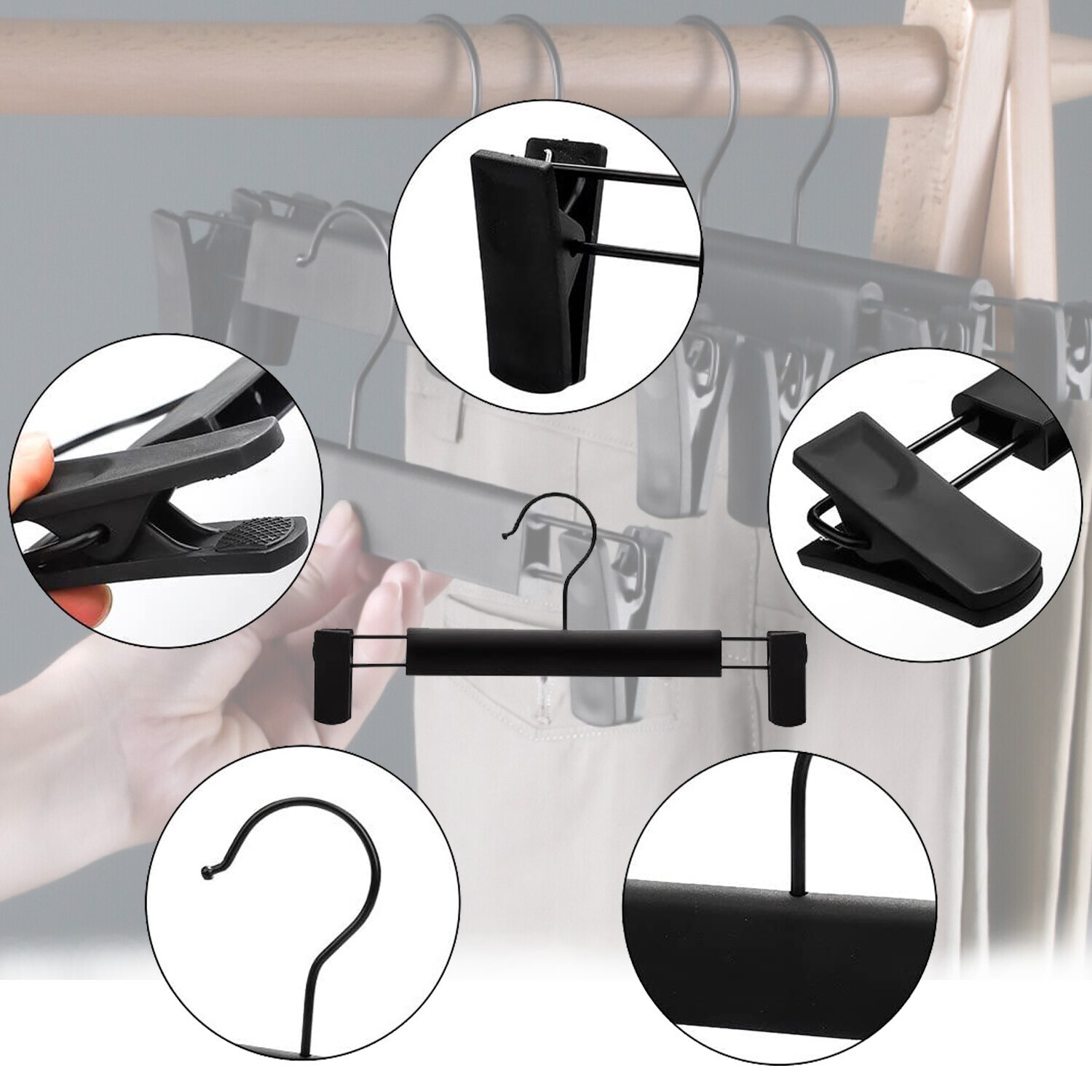 10-80 Pack Adjustable Clip Clothes Pants Hanger Trousers Skirt Dress Slack Rack