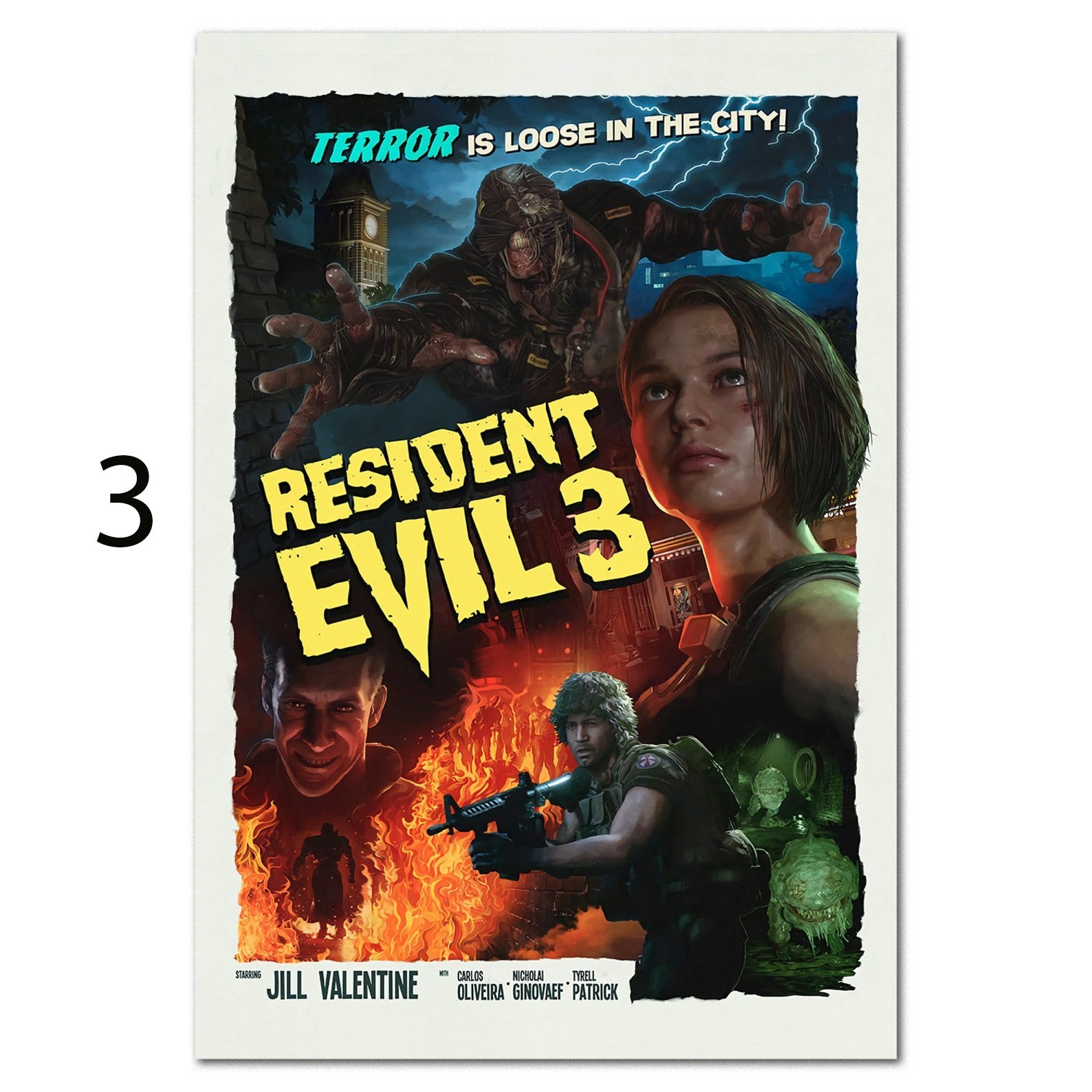 Resident Evil (1,2,3,4) Poster, Retro Movie Poster No Frame