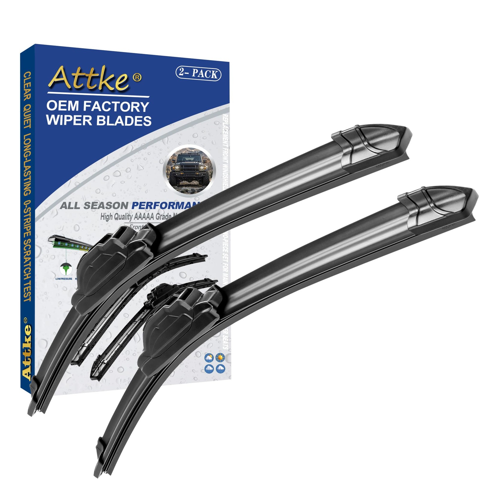 ATTKE OEM Quality Front Windscreen Wiper Blades for Honda Odyssey 2005-2020/C...