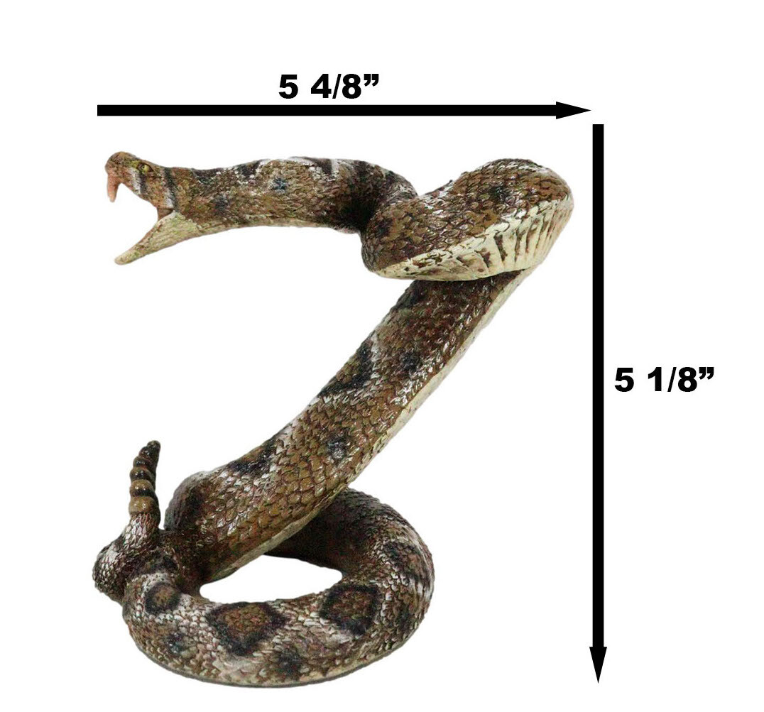 Realistic Ferocious Attacking Diamondback Rattlesnake With Fangs Bared Figurine