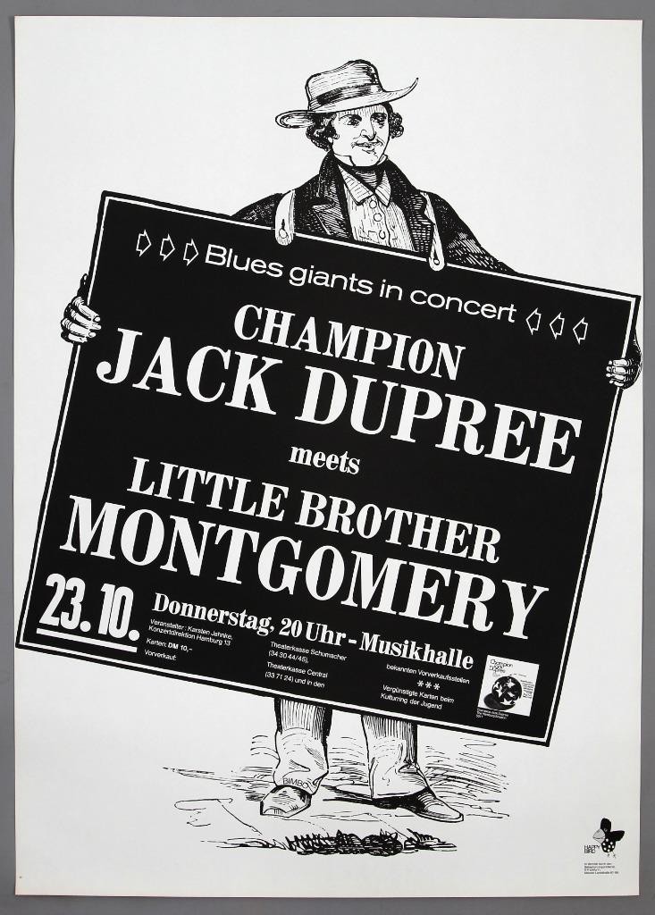 CHAMPION JACK DUPREE + LITTLE BROTHER MONTGOMERY – rare Hamburg 1974 poster