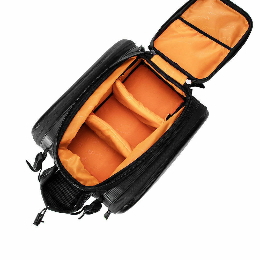 ROCKBROS Bike Rack Bag Waterproof Carbon Leather Rear Pack Trunk Pannier Black
