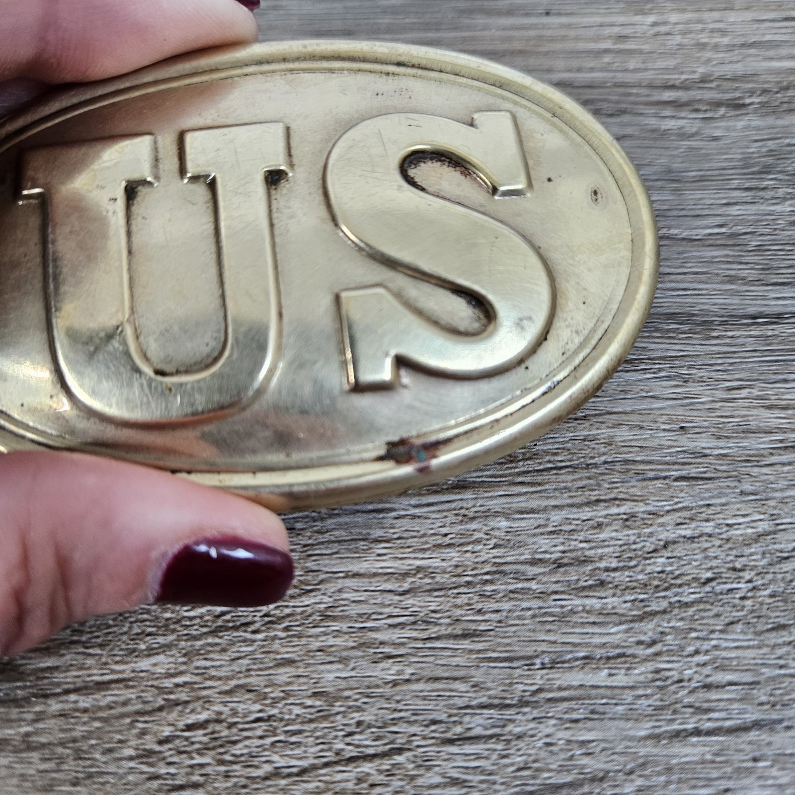 Vintage US Civil War Brass Lead Filled Back Arrow Hooks Belt Buckle Replica