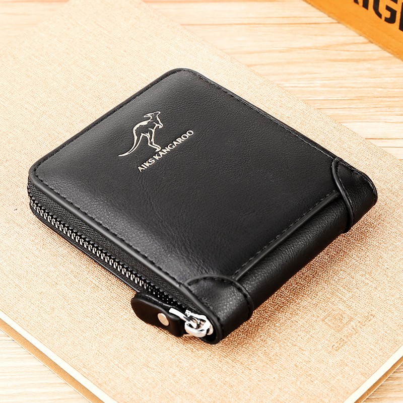 Men's Leather RFID Blocking Waterproof Zip-Around Wallet Bifold Card Holder