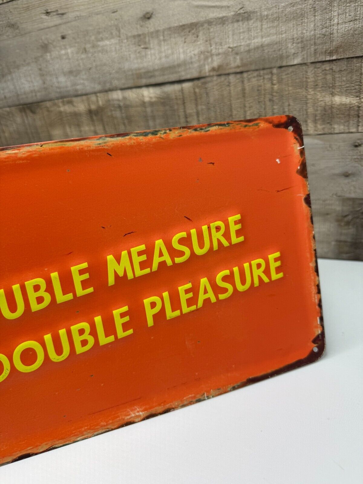 "DOUBLE COLA" EMBOSSED METAL ADVERTISING SIGN, (26"x 8") AWESOME SIGN