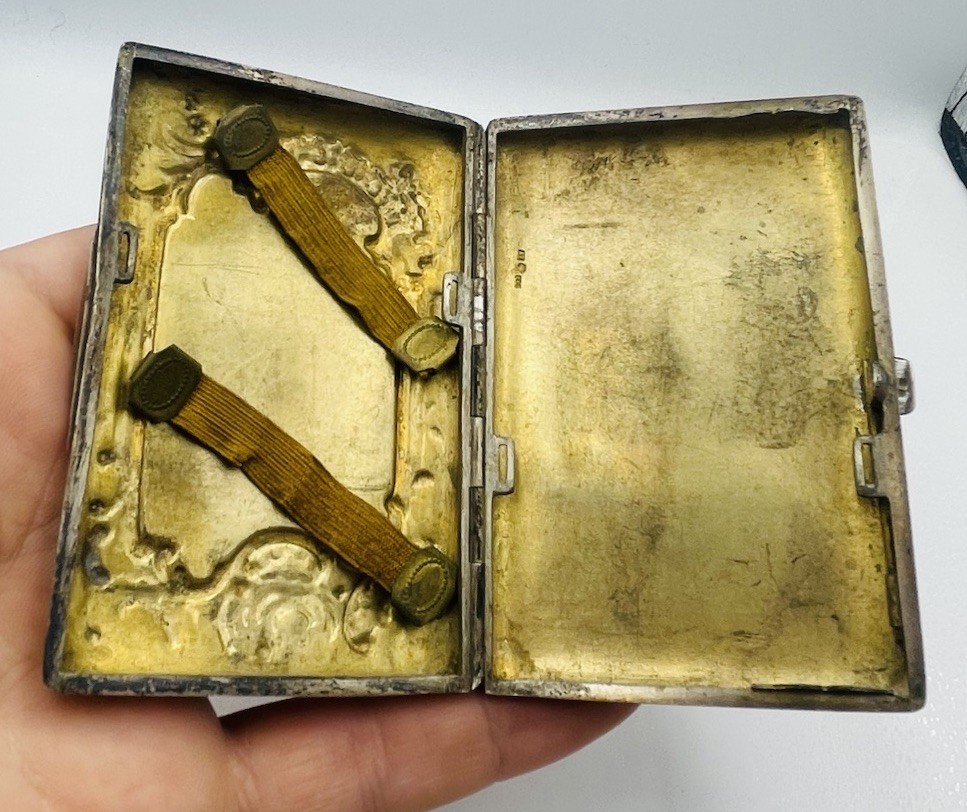 Antique Austrian Sterling Silver Enamel Nude Lady Cigarette Card Case