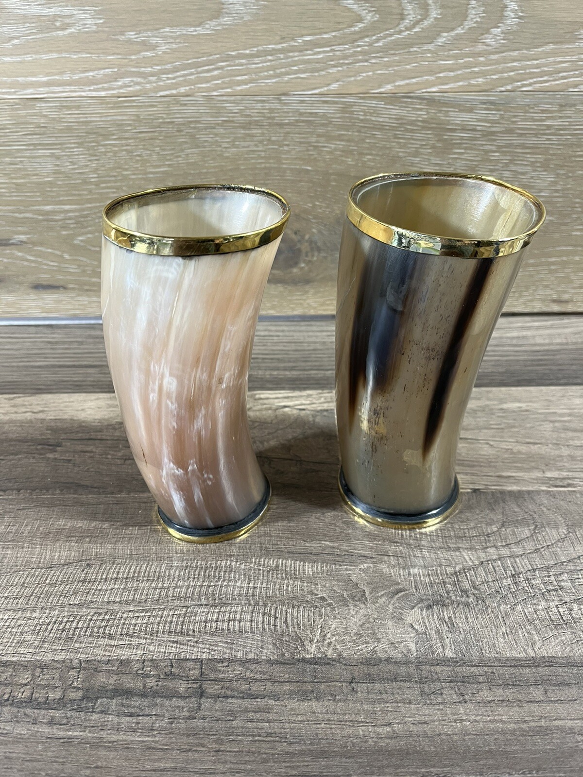 Ox Horn Viking Drinking Mug Cup Set of 2 Ale Beer Glasses