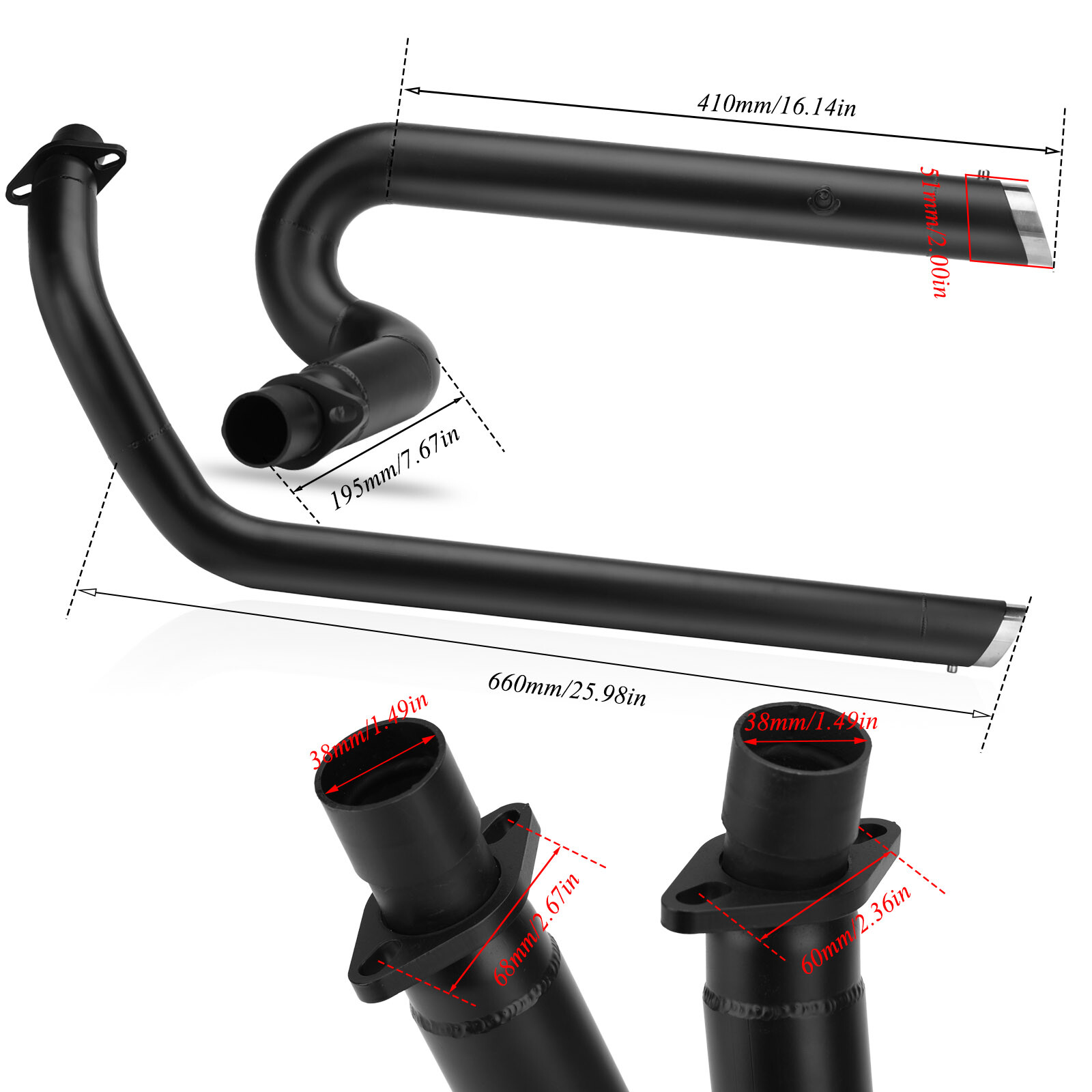 Shortshots Staggered Exhaust Pipes System Muffler For Honda Shadow VLX600 VT600C