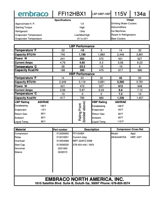 Compressor for Soda Vending Machine, Vendo, Dixie Narco, Royal Vendors, AMS