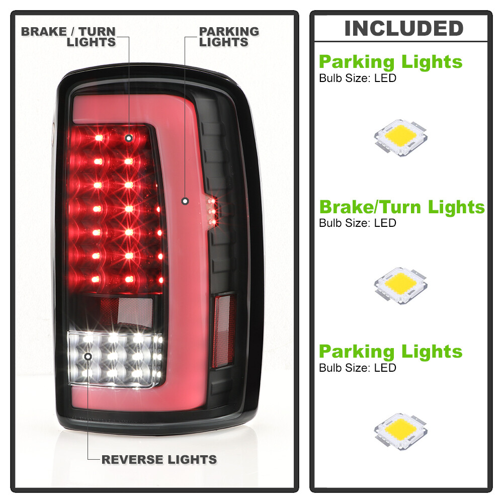 2000-2006 Chevy Suburban Tahoe GMC Yukon LED Tube Tail Lights Lamps Left+Right