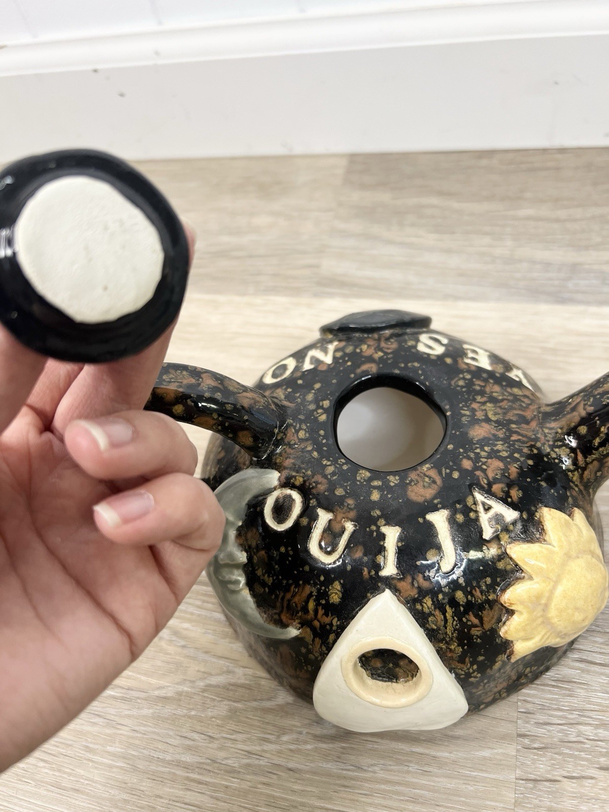 Quija Ceramic Teapot Decor Goth Tarot Witchy Planchette Pentagram Moon *Read