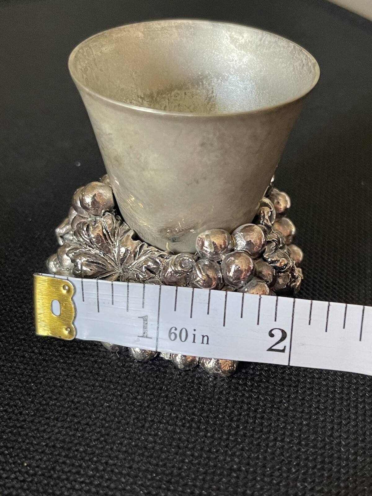 Godinger Silver Plated Cup Heavy Base Grape Design 2 Inches Tall