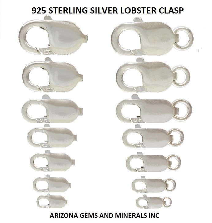Sterling Silver, 925 Lobster Claw Clasp 2 styles - 7 sizes 8mm - 18mm 1 PC-10 PC