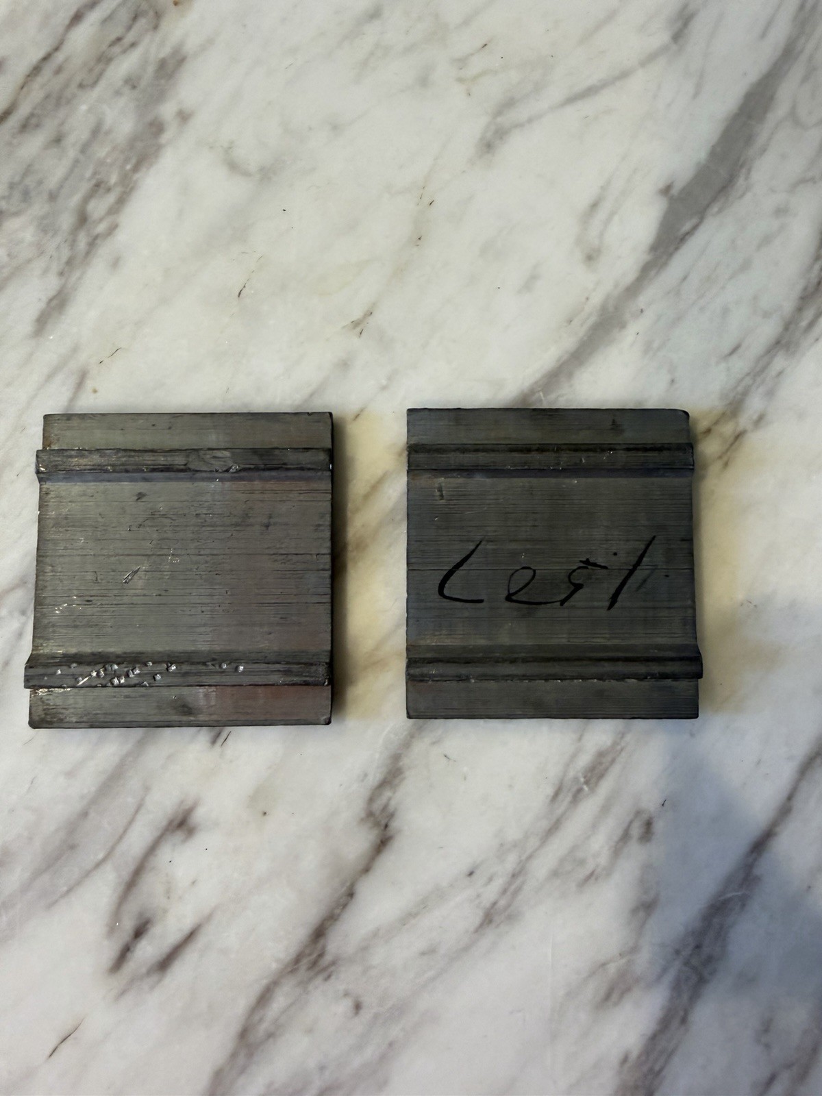 Pair Antique Letterpress Metal Printing Plates Farm Scene Industrial Machinery