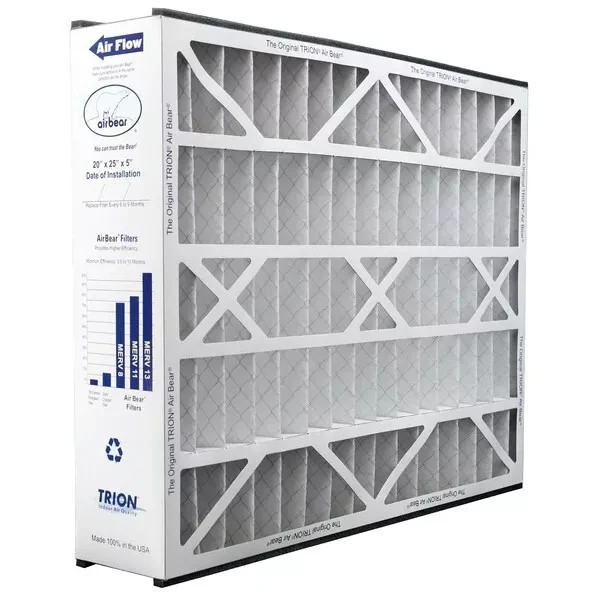 Trion Air Bear 255649-102 (3 Pack) Pleated Furnace Air Filter 20"x25"x5" MERV 8