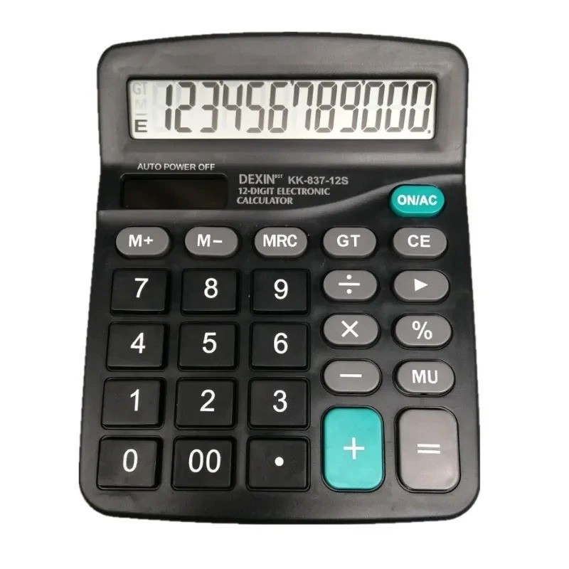 Desk Calculator, 12-Digit Solar Battery Office Calculator with Large LCD Display