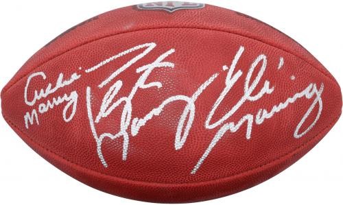 Archie, Peyton & Eli Manning Autographed Duke Color Football