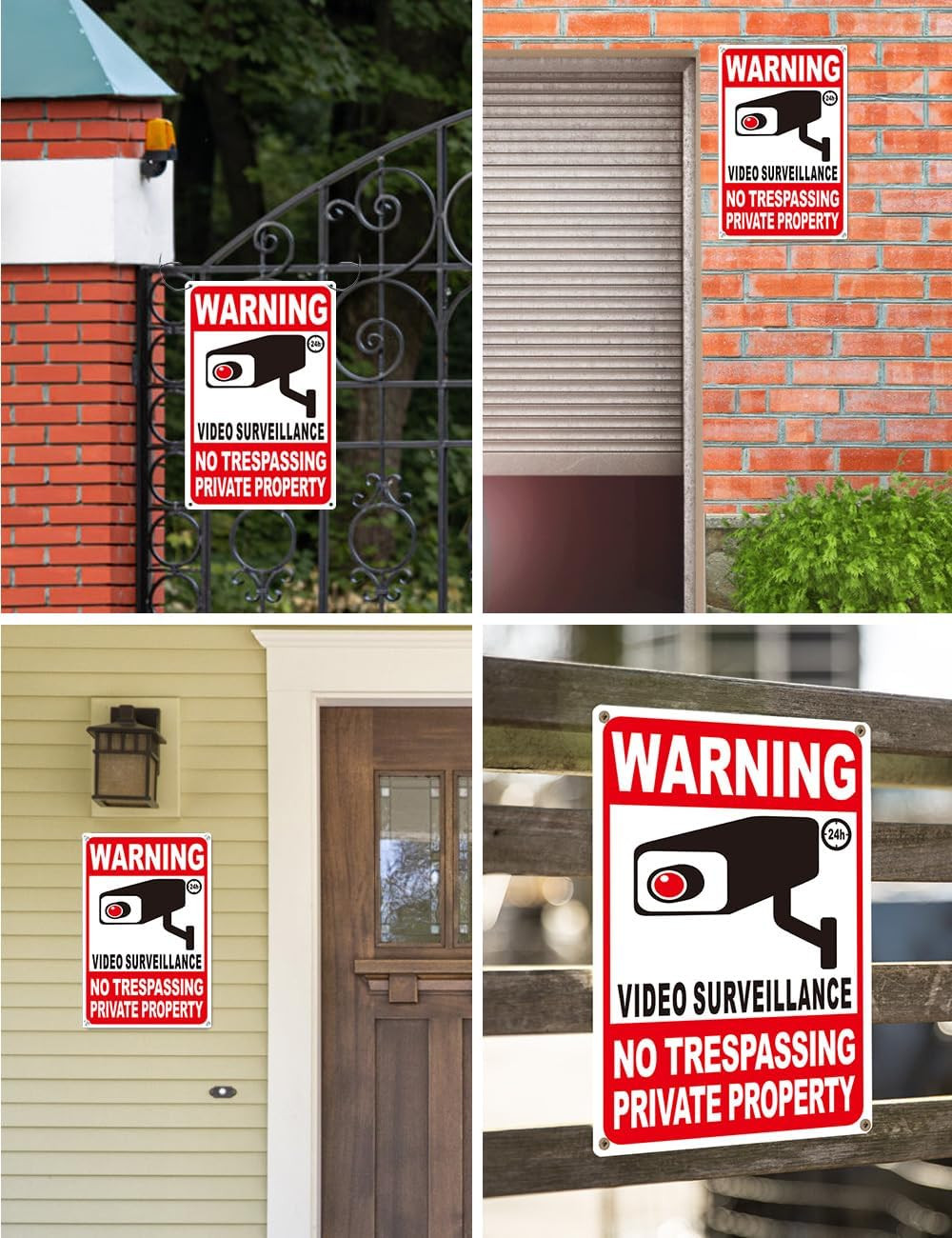 4 Pack Large Warning Security Cameras In Use Metal Sign for House Business