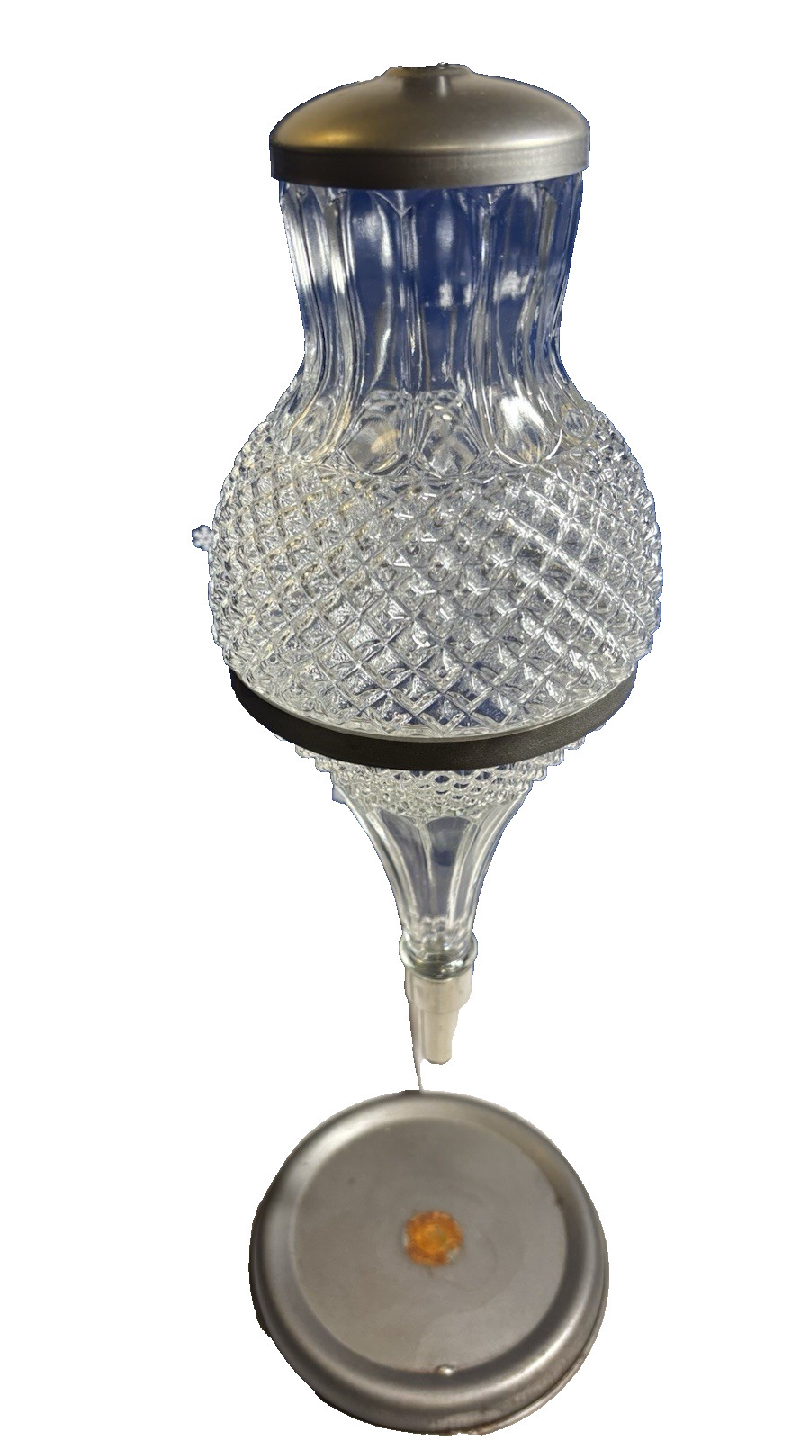Italian Wine Aerator Dispenser - Crystal Glass w/Grapevine Wrought Iron Stand