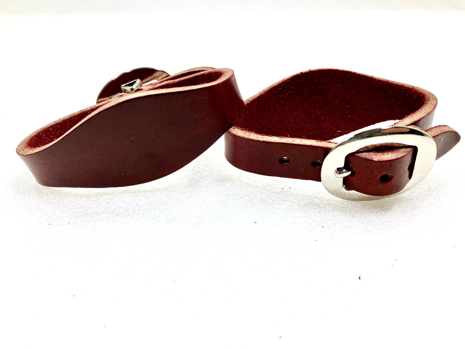 Stirrup Hobbles - Shaped - Burgundy Leather - Cart Buckle - 1 Pair (F578)