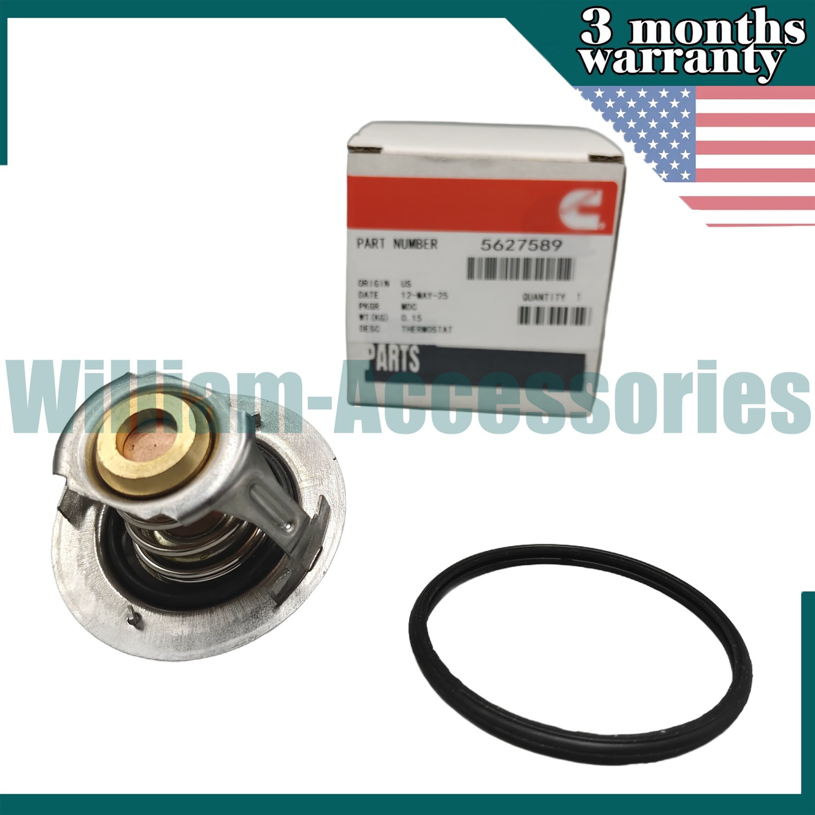 Cummins 5627589 5292712 Thermostat w/ O-Ring for 2008-2014 Dodge 6.7L ISB zhica