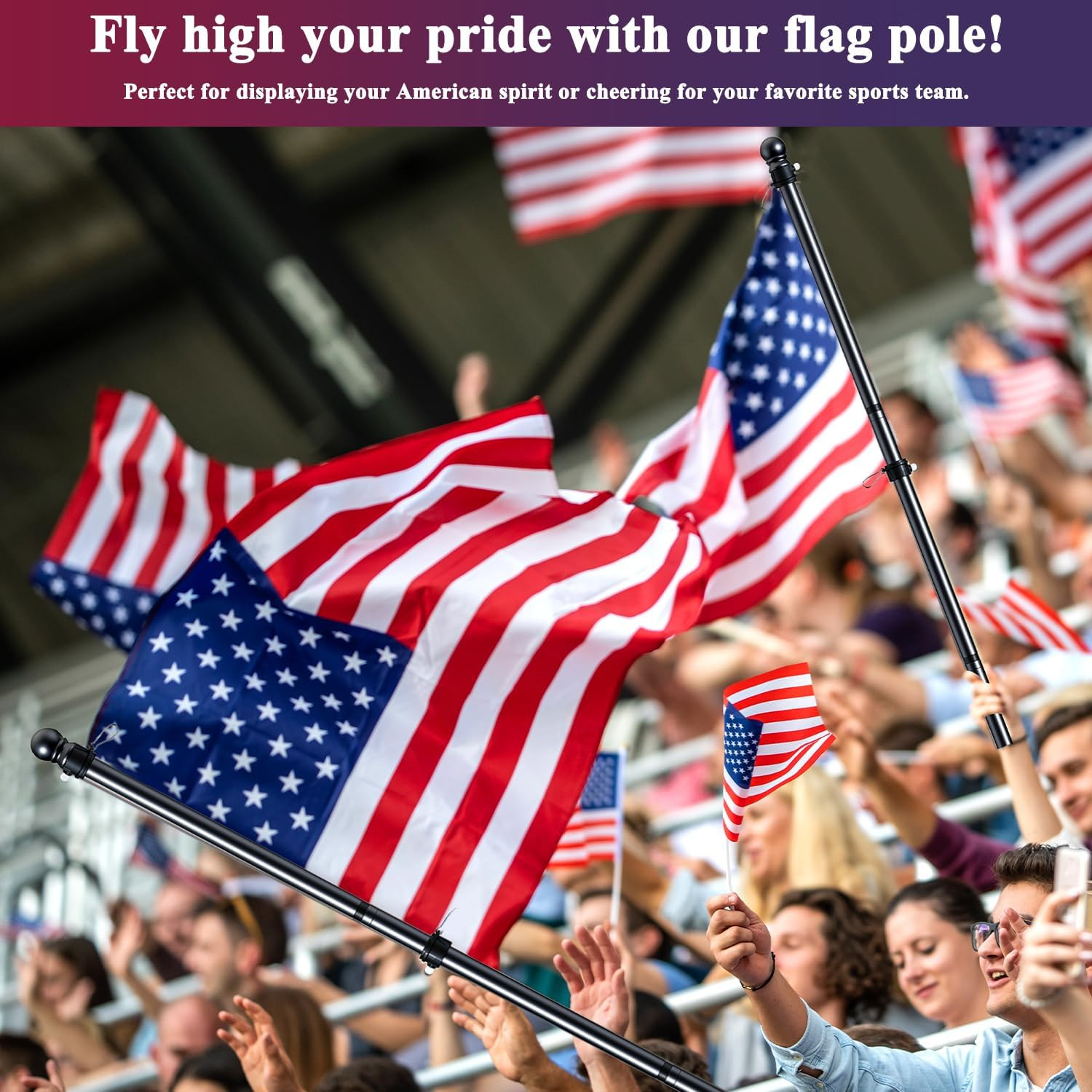 5 FT Flag Pole, Tangle Free Spinning Stainless Steel Weather Resistant Rustproof