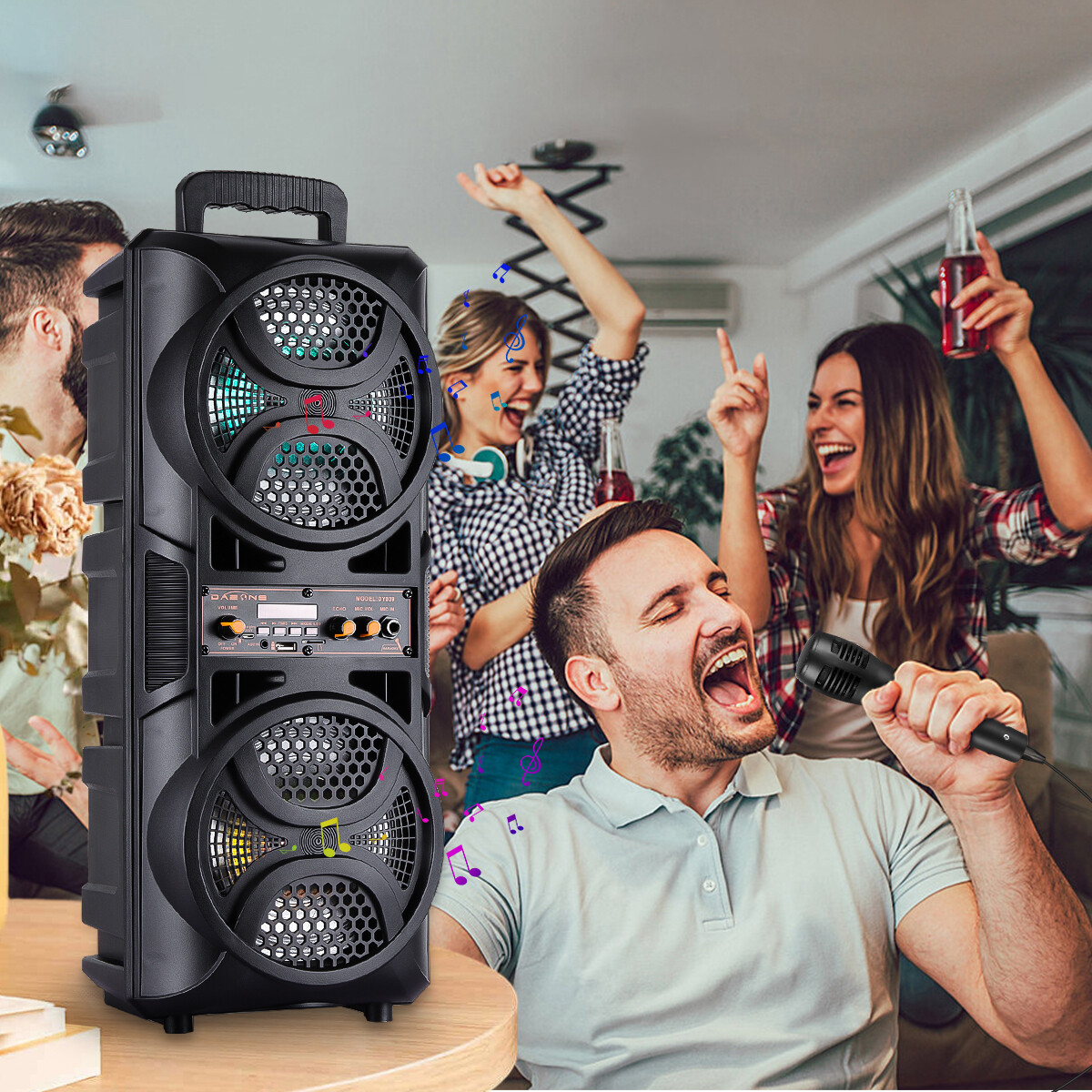 3000W Portable Bluetooth Speaker Sub woofer Heavy Bass Sound System Party+Remote