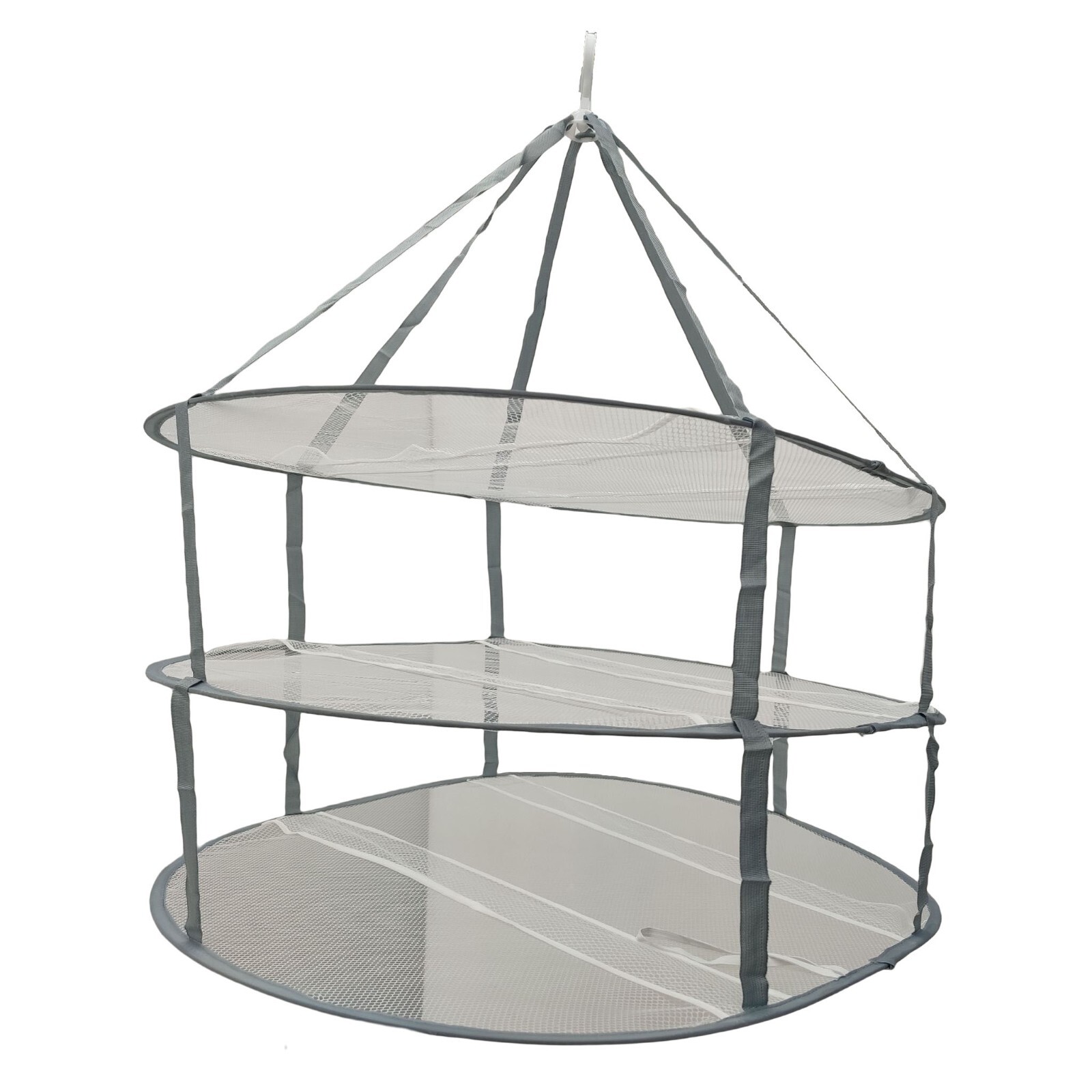 3-Tier Folded Mesh Clothes Hanging Dryer Sweater Drying Rack L Size 30 in