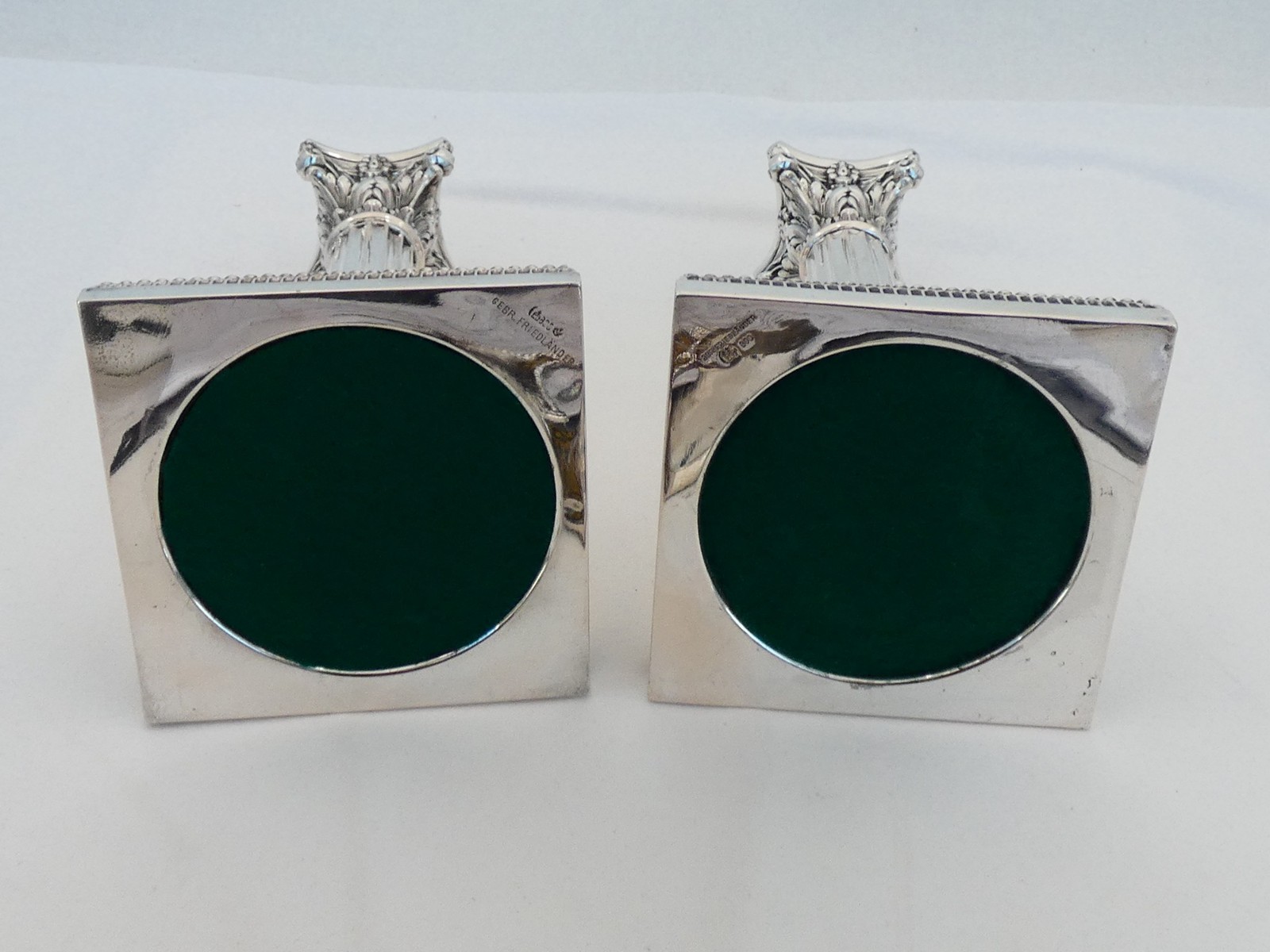 Pair of Antique Germany Silver Friedlander Column Candlesticks RB-13