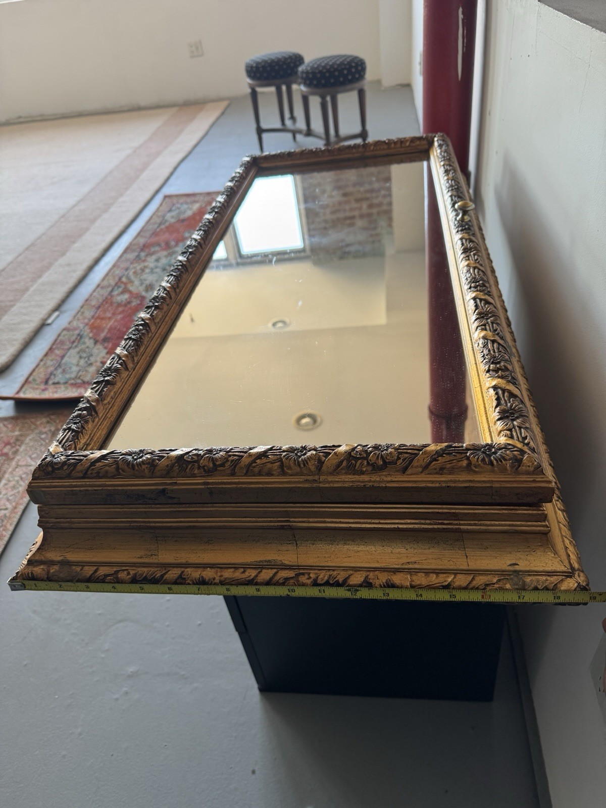 Antique Gold Solid Wooden Medicine Cabinet Glass Mirror 18x38x5 inches