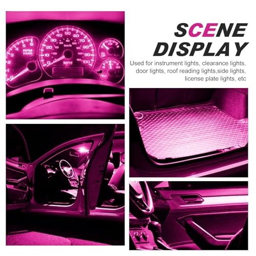 T10 LED Dashboard Bulb, 194 168 3020 8-SMD LED High Brightness 10 PCS Pink