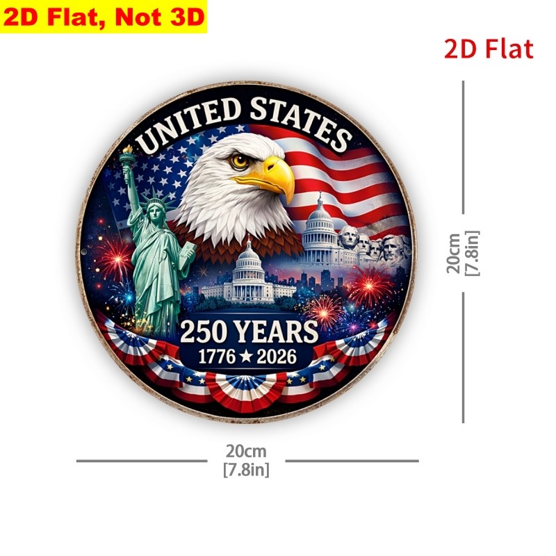 American Bicentennial Plus 50 Metal Sign Patriotic Eagle & Landmarks Wall Art
