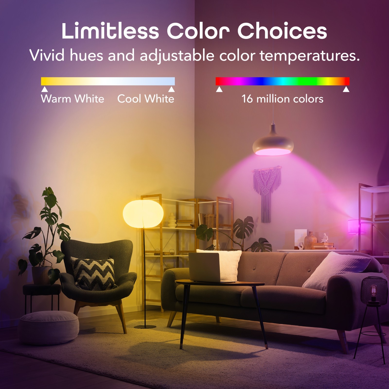 Geeni A19 Smart LED Bulbs 4-Pack | Alexa Google, Color + White Wi-Fi