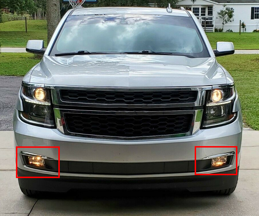 For 2015-2020 Chevy Suburban/Tahoe Fog Lights Lamps w/Chrome Trim+Switch+Bulbs