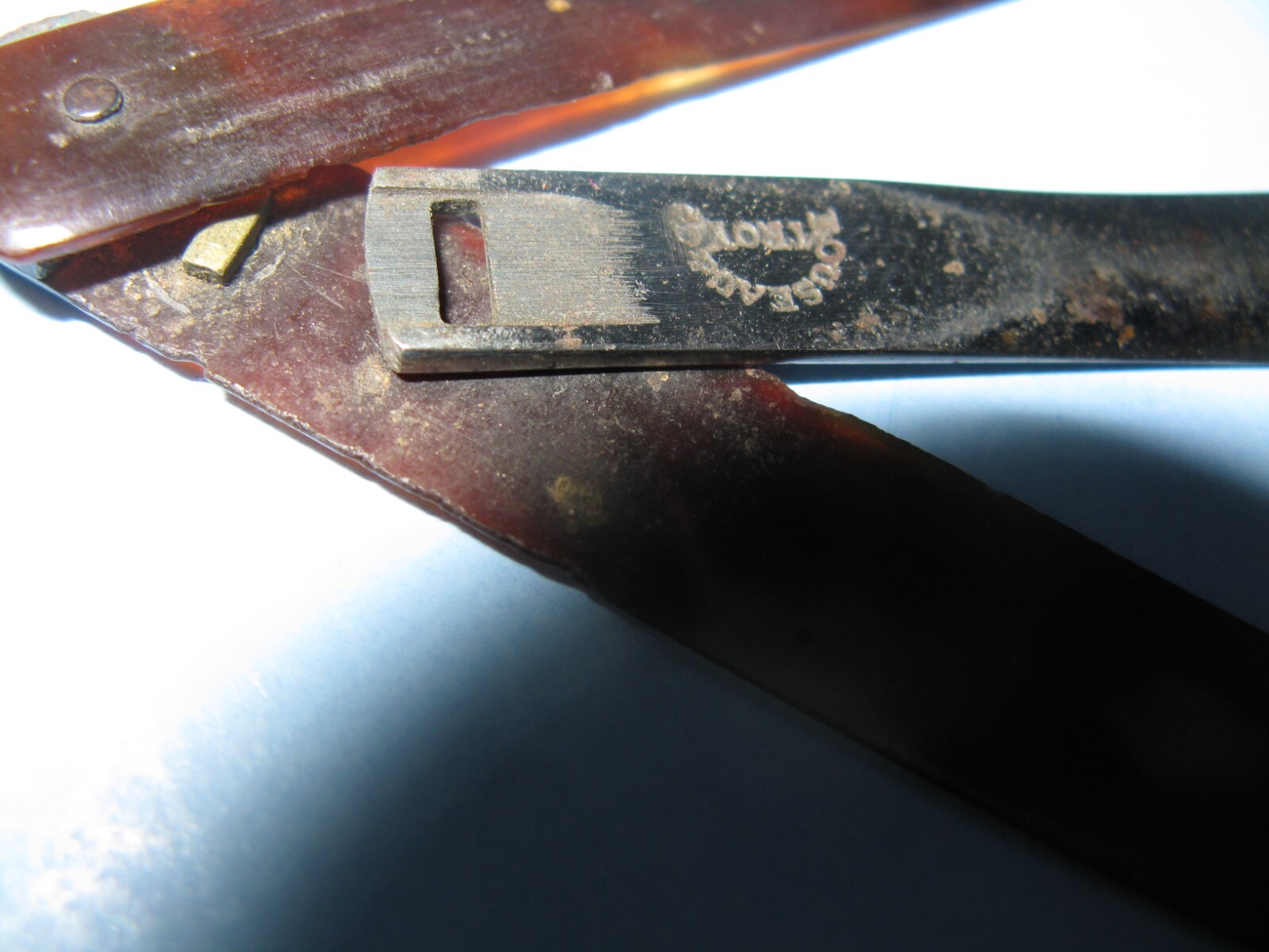 Faux Tortoiseshell Seton Needle and holder.